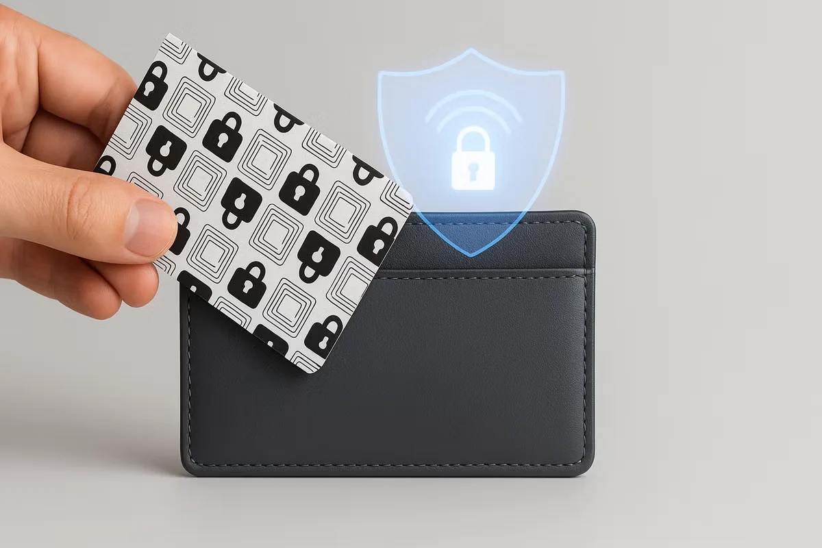 Wallet Defender rangé dans un portefeuille compact au quotidien